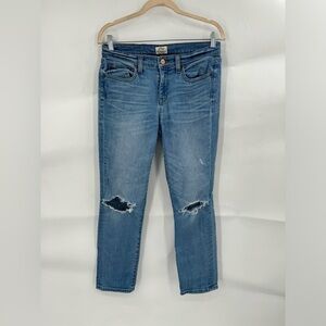 J.Crew Jean Women 26 Blue Slim Broken In Boyfriend Distressed Straight Leg Denim